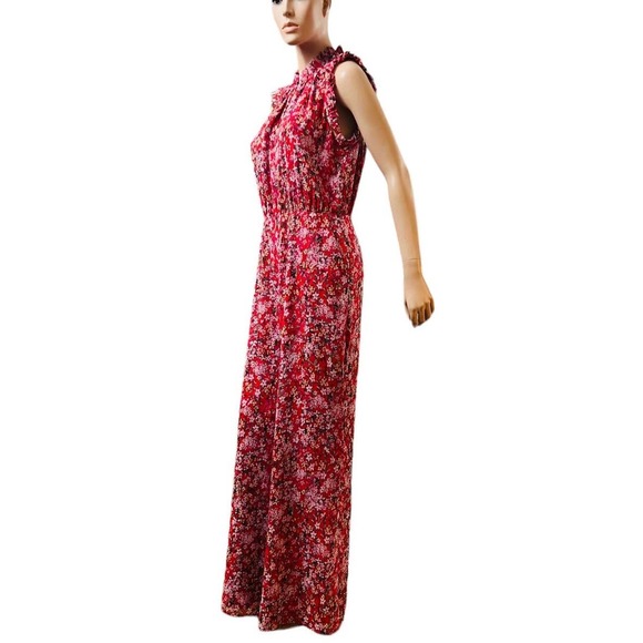 New Anthropologie Ali & Jay Red Floral Jumpsuit Size L Side Pockets Zip Closure - Picture 3 of 11